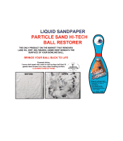 Icon. Opens, Liquid Sandpaper : Hi tech Bowling Ball restorer advertisment. neo-tac bowling products