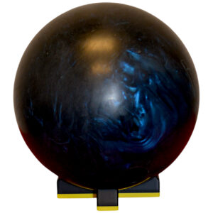 Bowling ball placed on the bowling ball stand. Side view